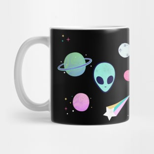 Alien With Stars And Planets Colorful Mug